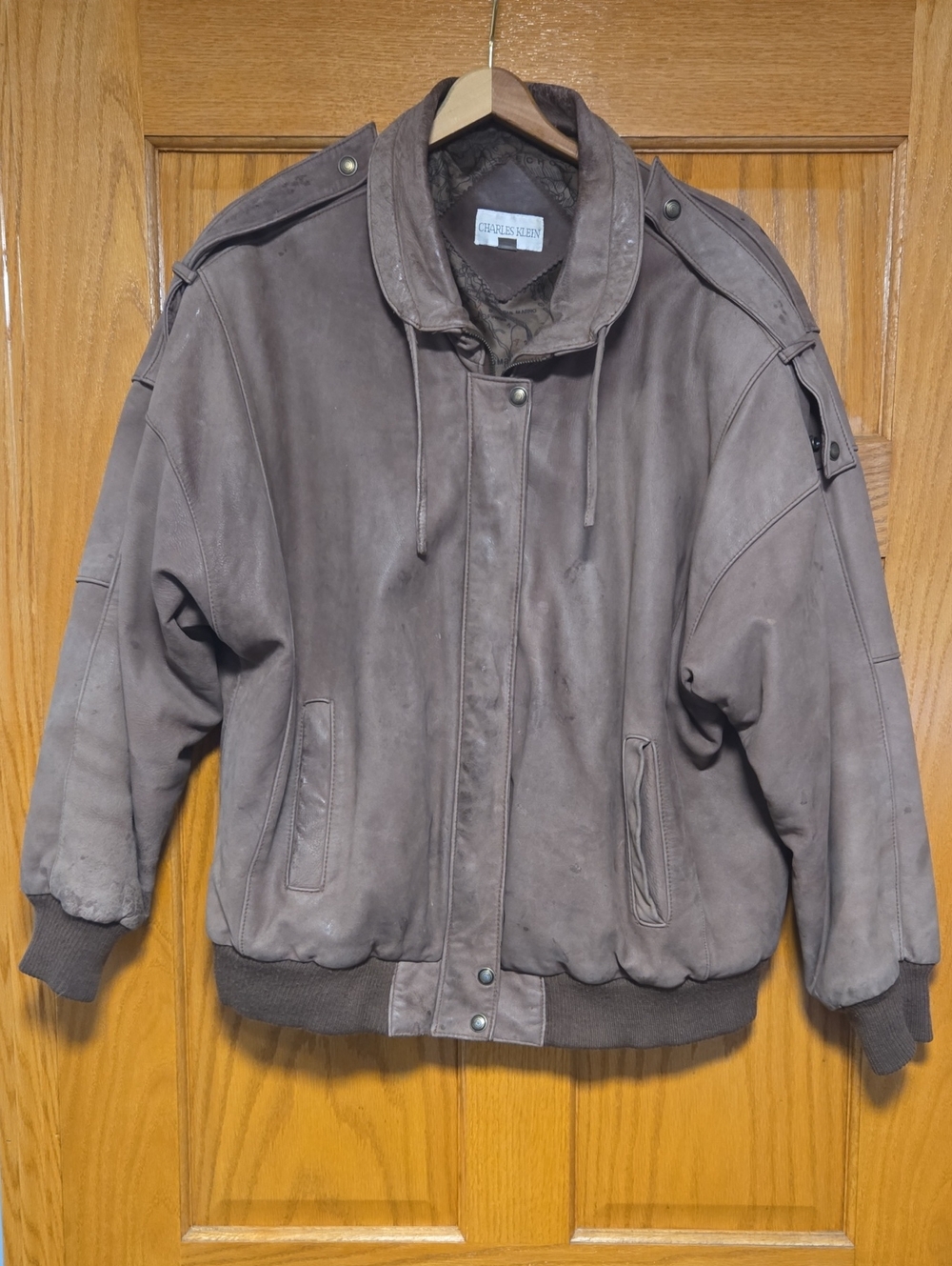 Vintage Charles Klein Brown Leather Bomber Jacket Women's